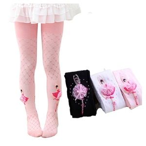 Nylon girls tight with ballerina on the bottom outside of the stocking